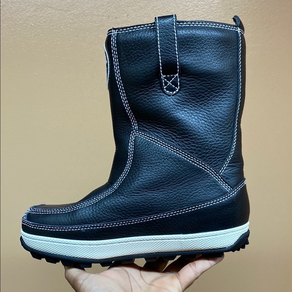 Timberland Genuine Leather Fleece Lined Black White Cream Boots Size 6M - Picture 5 of 16